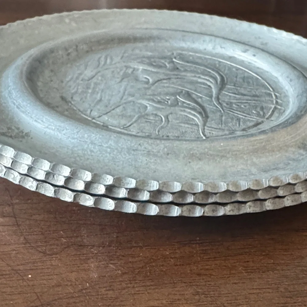 Hammered Aluminum Coasters, Fish Themed — 3 Count